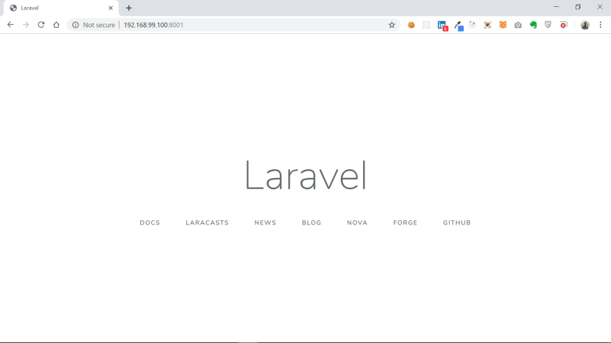 Laravel Docker running on port 8000